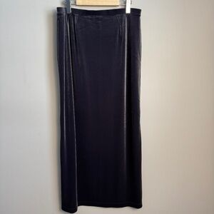 Jones New York Sport Velvet Pull-On Maxi Skirt Black Women's Petite Large Goth